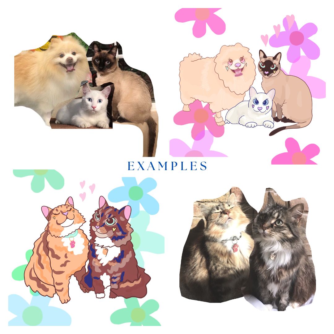 Summer Custom Pet Portrait of 2 Pets