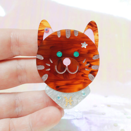 Pisces Kitty Brooch
