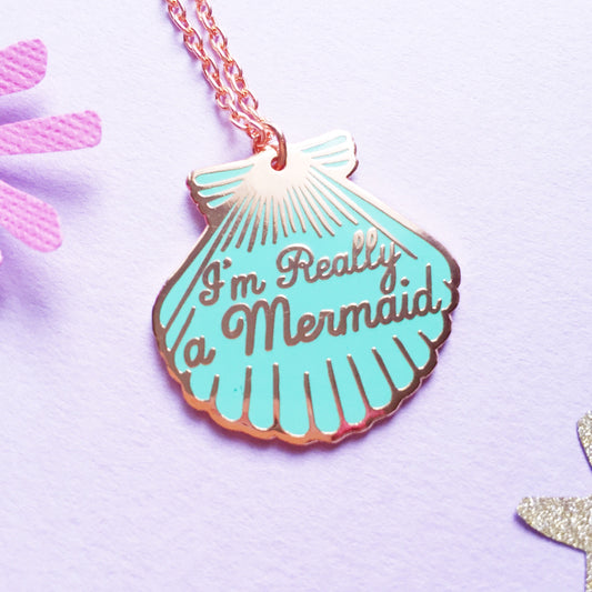 Mermaid Enamel Shell Necklace