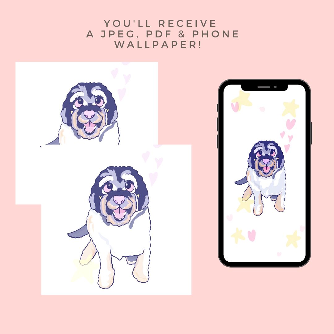 Valentines Digital Custom Pet Portrait 1 Pet