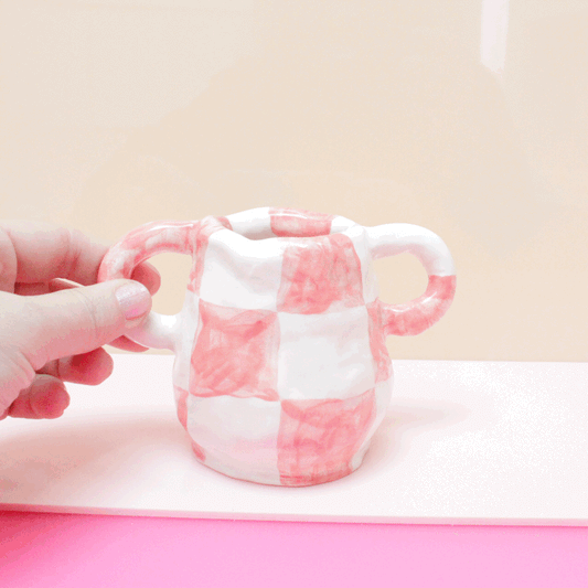 Pink Check Vase