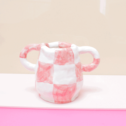 Pink Check Vase