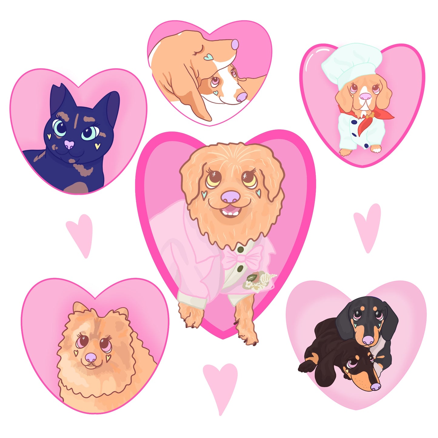 Valentines Digital Custom Pet Portrait 1 Pet